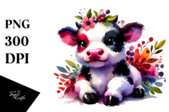Cute Baby Cow in Style PNG Product Image 1