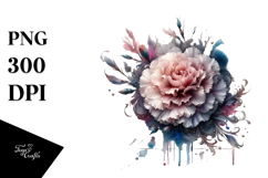 Abstract Carnation with Metallic Insertions, Watercolor Product Image 1