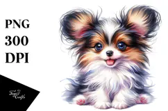 Watercolor Baby Papillon PNG Product Image 1