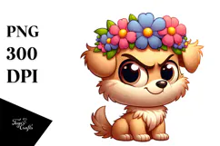 Sarcastic Puppy with Flower Crown PNG Product Image 1