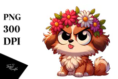 Sarcastic Puppy with Flower Crown PNG Product Image 1