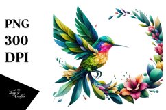 Colorful Bird with Flowers PNG Product Image 3
