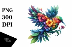 Vibrant Bird with Flowers PNG Product Image 3