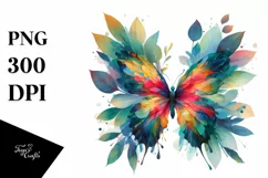 Abstract Butterfly with Plant Leaves PNG Product Image 3