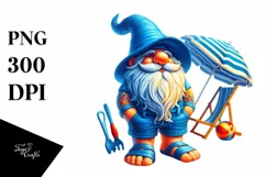 Detailed Beach Gnome in Blue Accent Clothes | Clipart Product Image 3