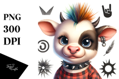 Cute Energetic Cow PNG Product Image 1