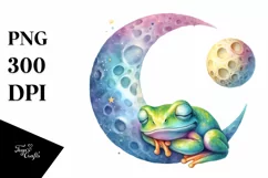 Vibrant Watercolor Whimsical Frog Moon Product Image 3