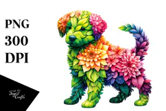 Vibrant Flower Puppy PNG Product Image 1
