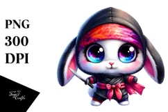 Cute Baby Rabbit in Ninja Outfit PNG Product Image 1