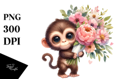 Funny Flower Monkey Carrying Large Bouquet Product Image 1