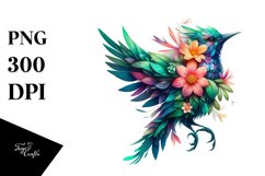 Vibrant Watercolor Bird with Flowers PNG Product Image 3