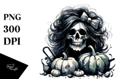 Ratatouille Skull with Hair Halloween PNG Product Image 1