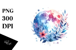 Vibrant Watercolor Moon and Stars Product Image 1