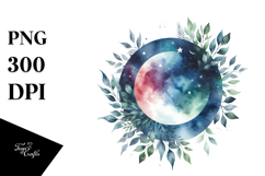 Vibrant Watercolor Moon and Stars Product Image 1