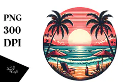 Retro Tropical Beach Sunset, 20 oz Tumbler Product Image 1