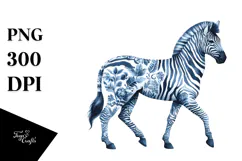 Zebra Made of Blue Toile, Transparent PNG Product Image 1