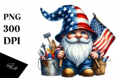 Detailed Patriotism Watercolor Gnome Product Image 1