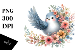 Cute Bird Flowers, PNG Product Image 1