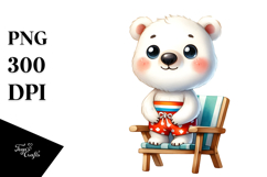 Cute Polar Bear Dressed for Beach | Clipart Product Image 1