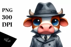 Funny Cow with Hat Clipart PNG Product Image 3