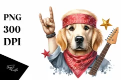 Funny Rock Star Golden Retriever Clipart Product Image 1