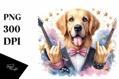 Funny Rock Star Golden Retriever Clipart Product Image 1