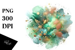 Colorful Greenish Watercolor Particles with Small Golden Product Image 3