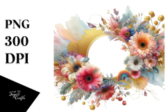 Colorful Gerbera Abstract Gold Frame Product Image 1