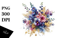 Vibrant Abstract Bouquet with Delphinium Splash | Clipart Product Image 3