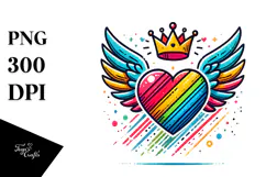 tyle Heart with Wings PNG Product Image 1