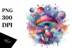 Colorful Watercolor Magical Celestial Astral Mushroom Splash Product Image 3