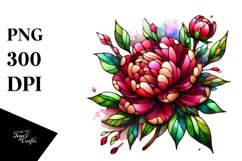 Detailed Wooden Stained Peonies | Sublimation Clipart Product Image 1