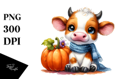 Cute Baby Cow Pumpkin | Clipart Product Image 1