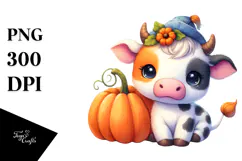 Cute Baby Cow Pumpkin | Clipart Product Image 1
