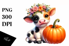Cute Baby Cow Pumpkin | Clipart Product Image 1