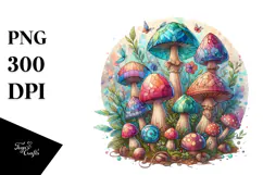 Detailed Mushroom Watercolor Splash PNG Product Image 1