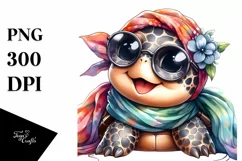 Funny Turtle Silk Scarf Sunglasses Love Sign | Sublimation | Product Image 3