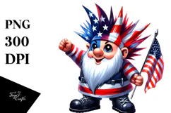Patriotic Gnome with Punk Haircut PNG Product Image 1