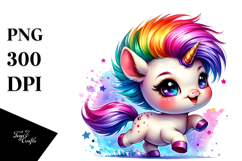 Revolted Baby Unicorn with Cool Haircut PNG Product Image 1