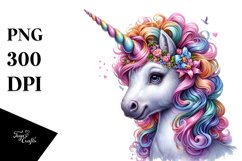 Colorful Baby Unicorn with Italian Piazza PNG Product Image 1