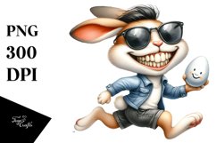 Bunny with Quirky Haircut, Watercolor PNG Product Image 1