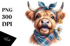 Cow Highland Cow Portrait Housewife Bandana Big Eyes Clipart Product Image 1
