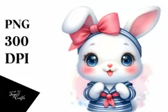 Vibrant Cute Baby Rabbit in Sailor Suit | Sublimation | Product Image 3