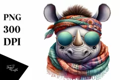 Boho Rhino Scarf Sunglasses Clipart Product Image 1