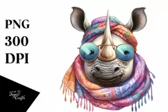 Boho Rhino Scarf Sunglasses Clipart Product Image 3