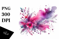 Colorful Magenta Watercolor Background with Drips | Clipart Product Image 1