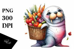 Baby Walrus Autumn Vegetables | Sublimation | Clipart Product Image 1