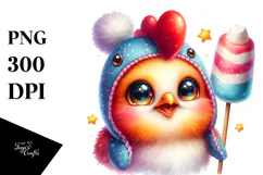 Smiling Cute Baby Rooster PNG Product Image 1