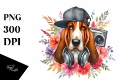 Funny Hip Hop Singer Basset Hound Clipart Product Image 3