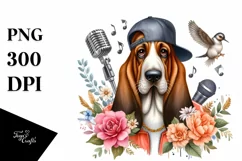Funny Hip Hop Singer Basset Hound Clipart Product Image 1